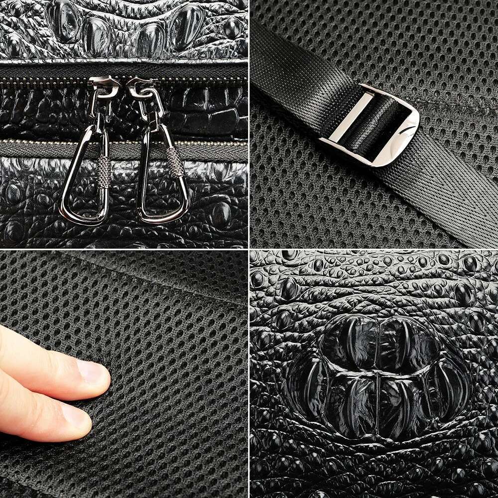 Marrant Men's Genuine Leather Backpack Men Laptop Student School For Books Crocodile Pattern Designer Bag