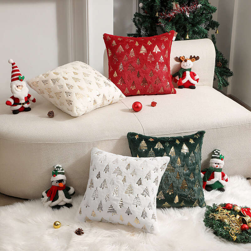 New Christmas Tree Gold Stamping Double-Sided Pillowcase Atmosphere Decoration Cushion Cover
