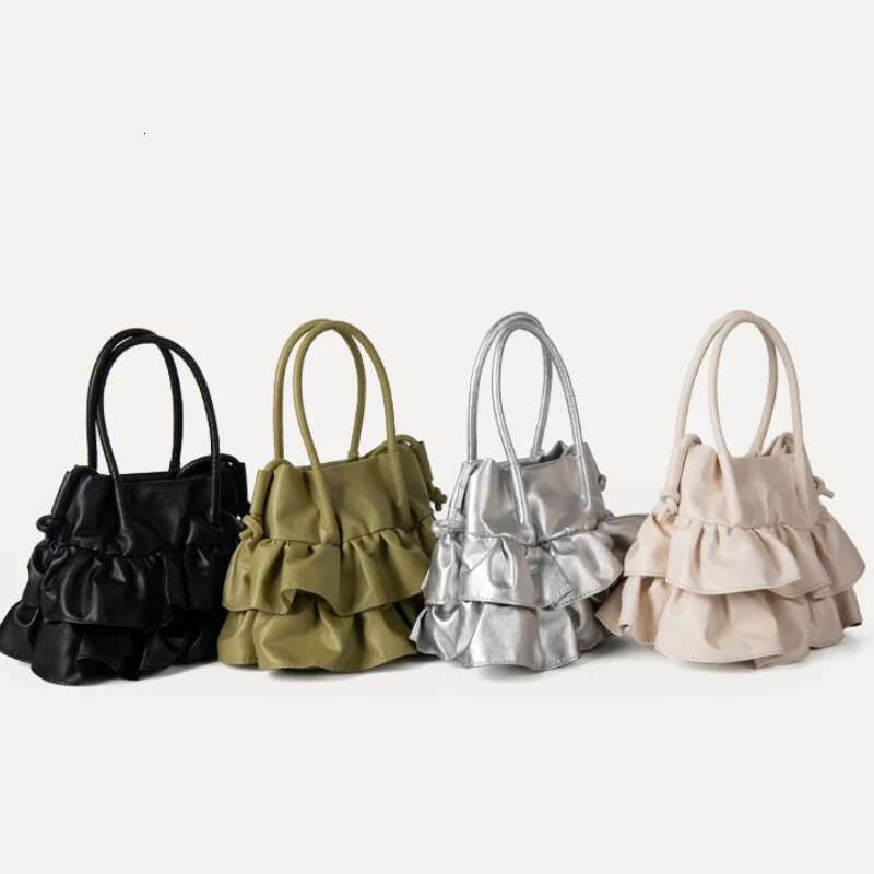 Handbags For Women 2024 Fashion Versatile Female Pleated Ruffle Shoulder Simple Solid Color Large Capacity Crossbody Bags