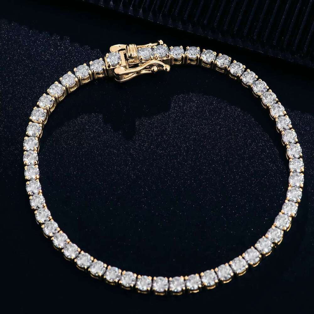 New Arrival Bulk Stock 3mm Sier Moissanite Chain Exquisite Sliver Gold Plated Woman Tennis Jewelry Personalized