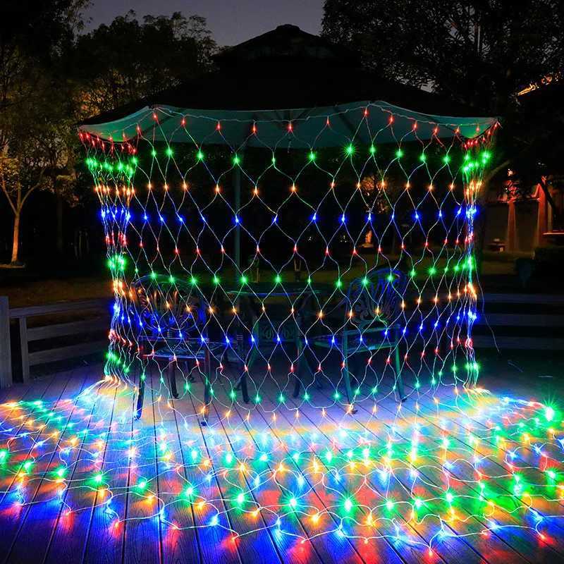 Solar or EU Plug Net Light Mesh Fairy Lights Waterproof Garland With 8 Modes Timer Christmas Decorations For Home 3M2M Holiday M251113