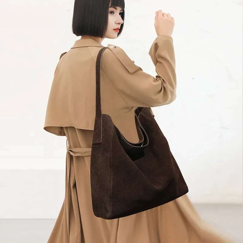 Customized For Individuals Large Capacity Winter Tote High Class Matte Suede Wool Women Handbag Coffee Kakhi Travel Shoulder Bag