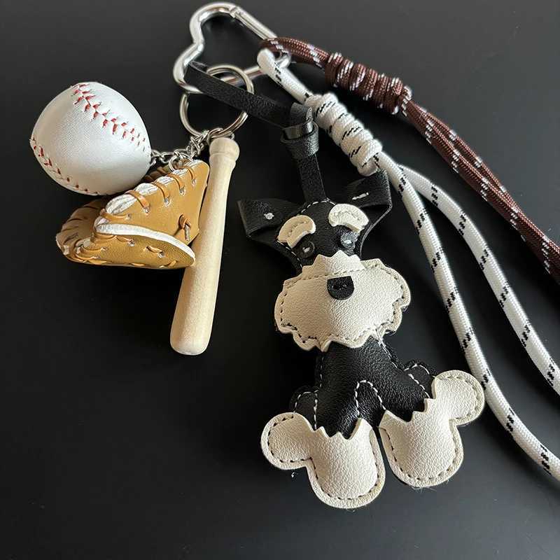 Cute Dog Bag Hanging Schnauzer Handmade Braided Rope Keychain Niche Bag Pendant Gift Car Key Mobile Phone Decorative Accessories M251215