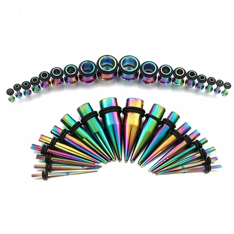 36PCS Ear Gauges Stretching Kit 14-00G Stainless Steel Ear Plugs Tunnels Flesh Tapers Set Stretcher Taper Set Dilataciones Oreja 250403