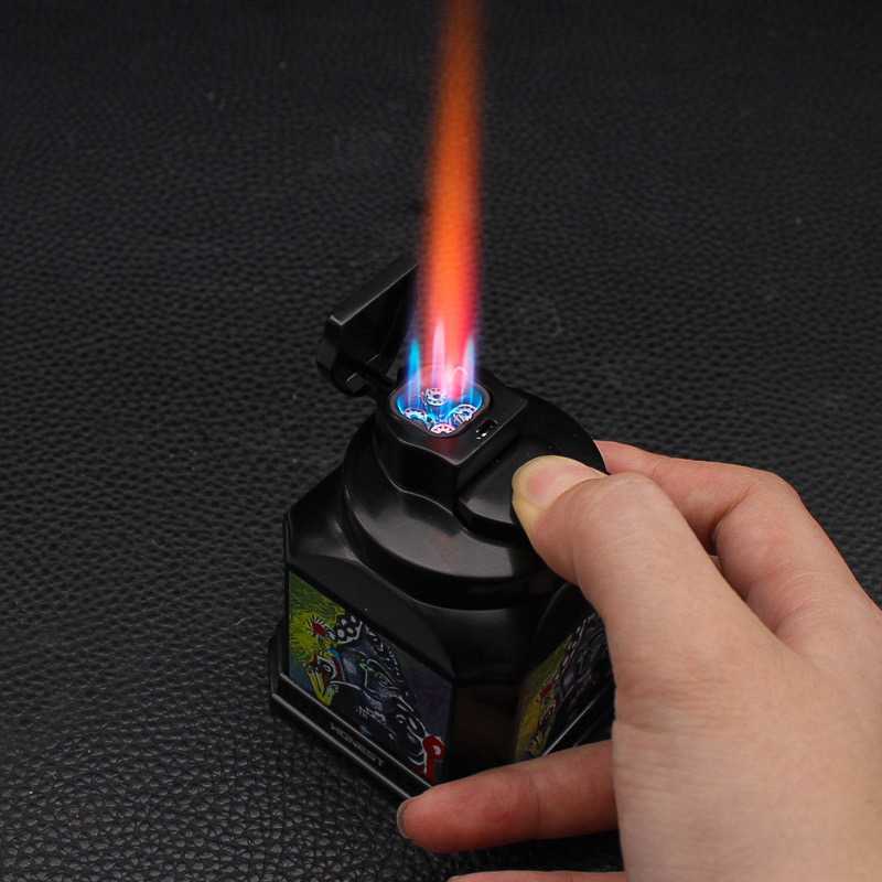 New Windproof Gas-Electric Plasma Type C USB Rechargeable Lighter Gift Men Folding Gun Butane Torch Turbo Jet Flame Cigar Lighter Y250228