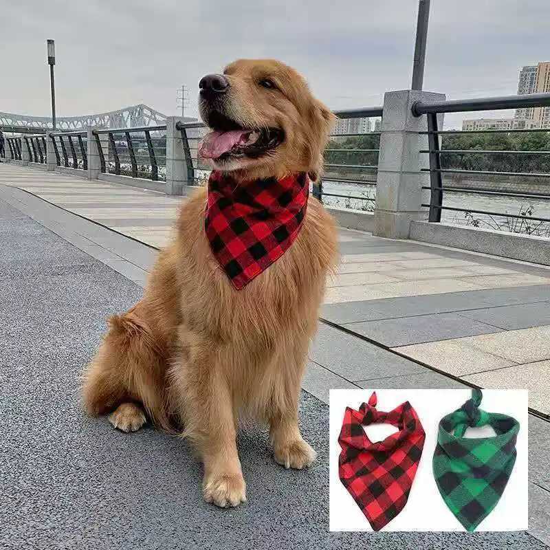 Classic red and black checkered pet dog bandage Kerchief pet dog accessories pet collar scarf Saliva dog towel M250406