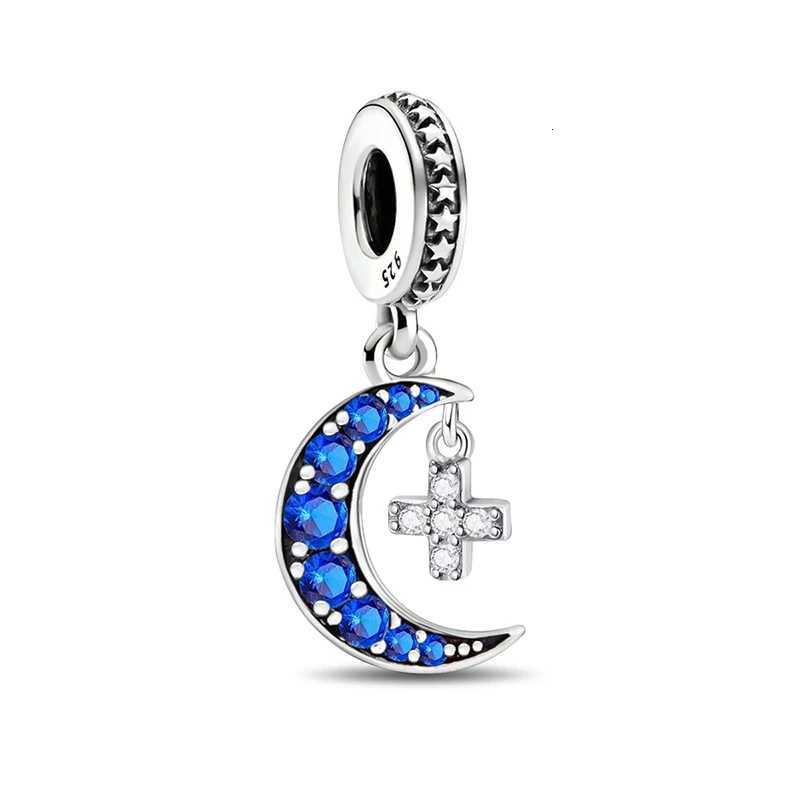925 Sterling Silver The Bible Cross Sun Moon Blue Series Charms Beads Fit for Women Bracelets DIY High Quality Fine JewelryXJ251107