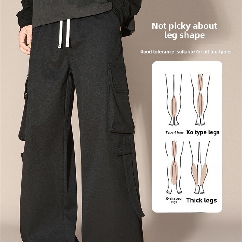 Mens work pants spring multi pocket casual loose straight mens highend clothing for runners y250322