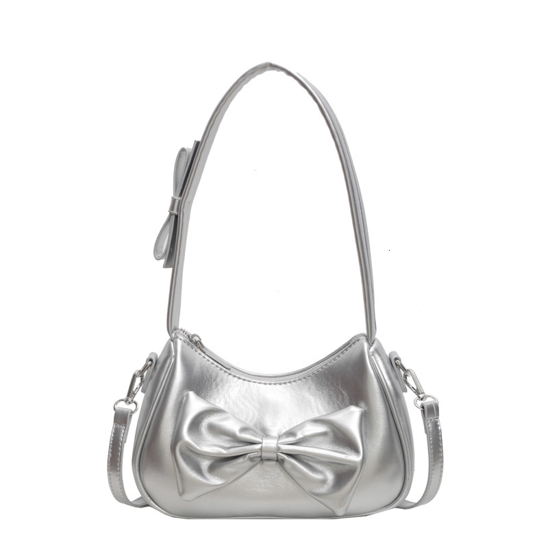 2025S Designer Women S Bag Texture Solid Color Bow Underarm Women S Summer New Item Niche Fashion Design Versatile Crossbody Shoulder Bag