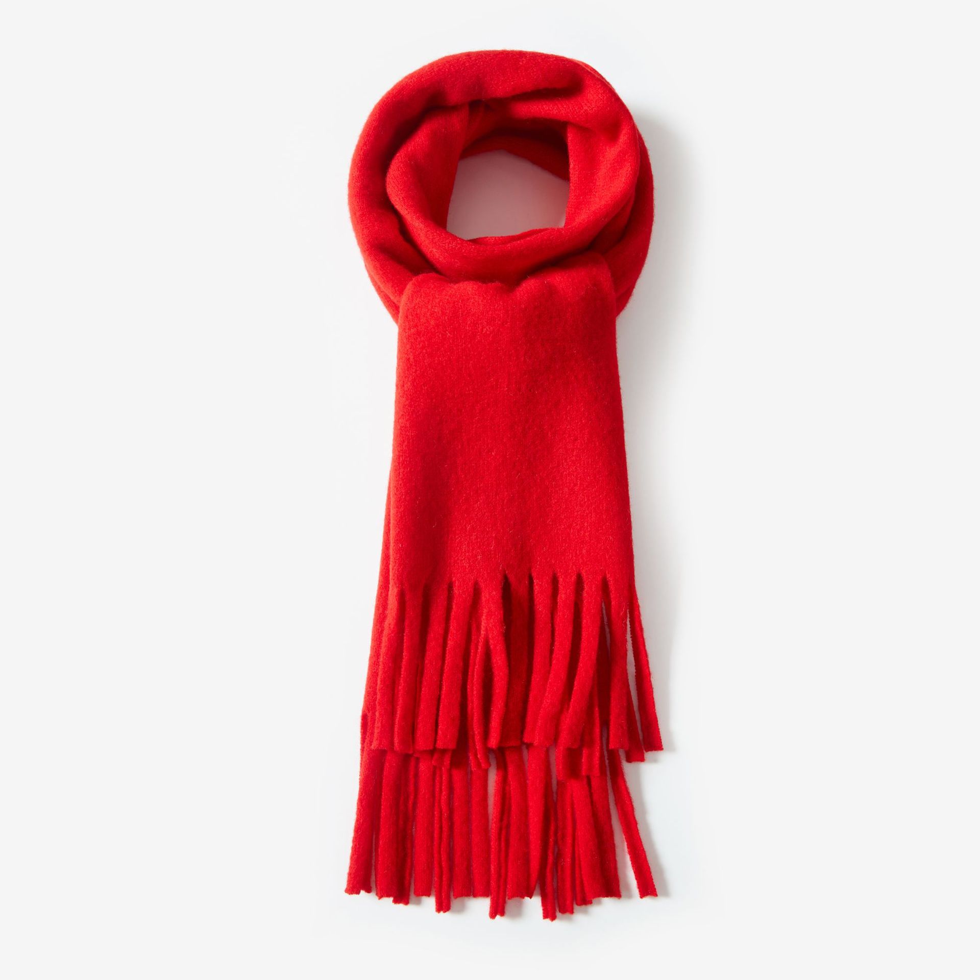 K327 100% wool knitted scarf for women winter warm solid color tassel scarf Korean style all-match warm knitted neck scarf