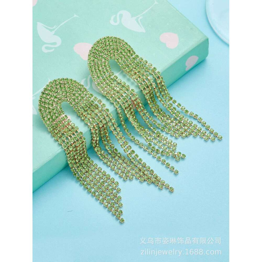 Hot selg with exaggerated high-end feel, light claw chain earrings, long rhie tassels, personalized girl earrings