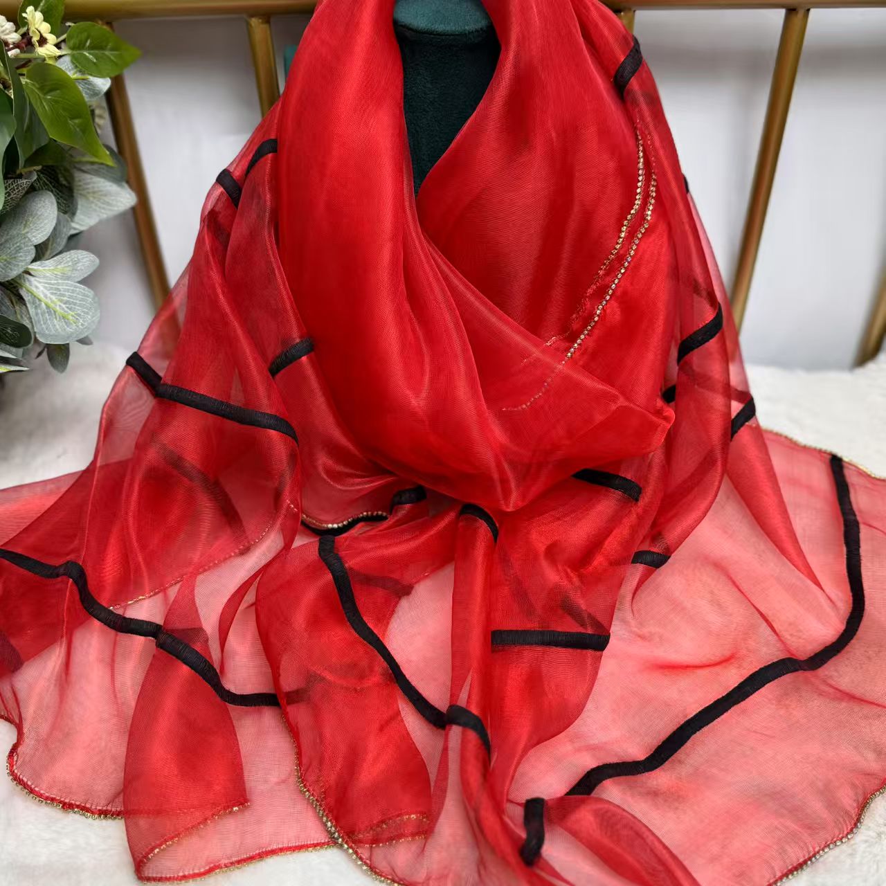 T431 scarf solid color silk scarf diamond chain mulberry silk scarf silk spring autumn winter all-match shawl thin new fashion