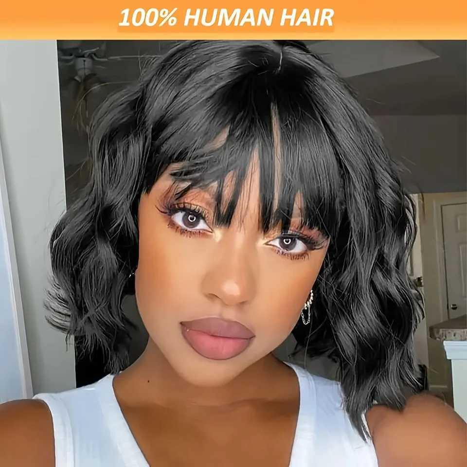 3X1 Middle Part Lace Wig Bob Wigs 200 Density Body Wave Wig With Bangs Brazilian Virgin Human Hair Short Bob Human Hair Wigs W251107