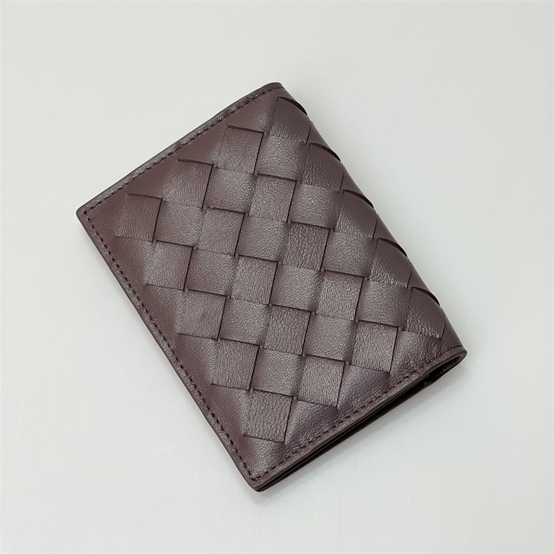 2025 Hand woven leather wallet folding coin pouch card bag diamond plaid business fashion card holder card holder