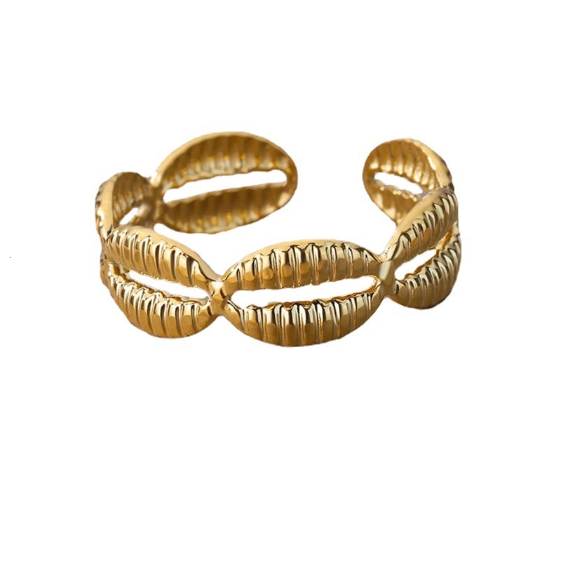 Simple luxurious gold niche stainless steel jewelry with adjustable opening and non fading ring