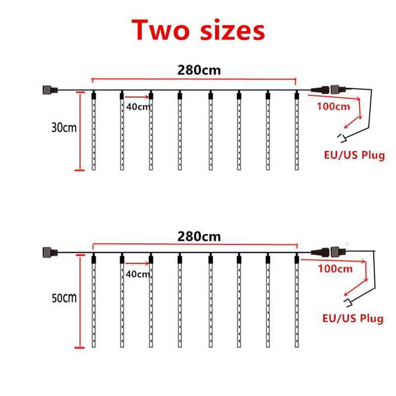 30/50cm LED Meteor Shower Fairy String Garland Lights Christmas Decorations Outdoor Wedding Street Garden Decor 32/24/12 Tubes W251107