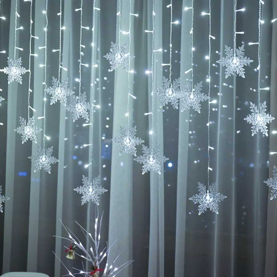 35M Christmas Snowflake LED String Lights Flashing Fairy Curtain Garland Lights Fancy Holiday Party New Year Decoration W251107