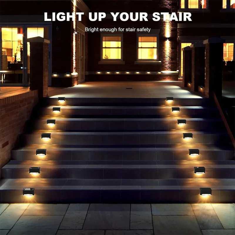 Warm White LED Solar Step Lamp Path Stair Outdoor Garden Lights Waterproof Balcony Light Decoration for Patio Stair Fence LightW251106
