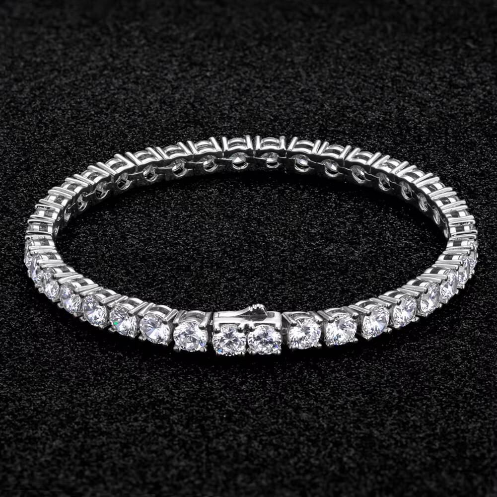 KRKC Drop Shipping 1pcs Service 5mm 14K Gold Crystal Tennis Chain Bracelet Jewelry Men Women Iced Out Diamond CZ Tennis Bracelet