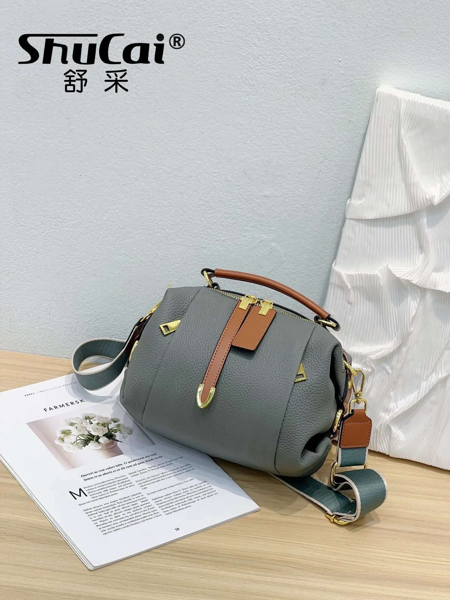 Genuine Leather Fashion Boston Bag Vintage Tote Shoulder Crossbody Pillow Designer Bags Female Head Layer Cowhide Handbag