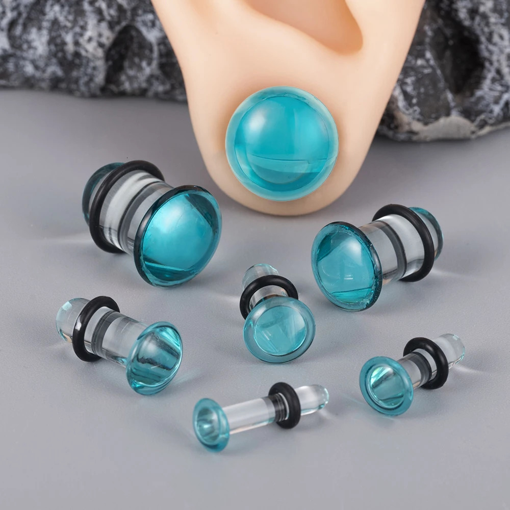 10/16/18pc Glass Ear Gauges Stretching Kit Short Taper Expander Comfy Dead Stretching Plugs with Rubber Rings Crazy Body Jewelry 250403