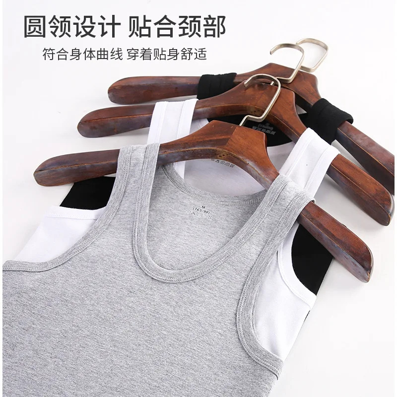 selling 100% pure cotton mens sleeveless vest solid muscle vest underwear O-neck gym shirt Whorl top 250403