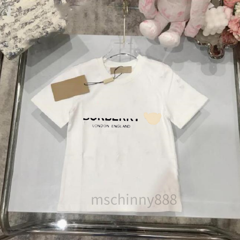 Summer Designer Children Cotton T-shirt Baby Boys Girls Black White Tops Tees Kids Clothes Casual Tee