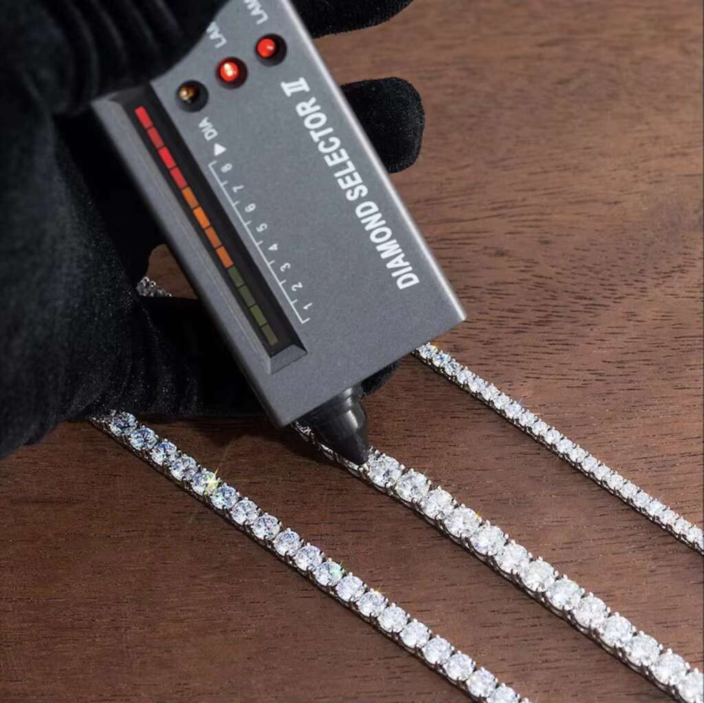 Hip Hop Diamond Necklace Shinning 925 Sterling Silver 6.5mm Flawless D Color VVS Lab Diamond Moissanite Tennis Chain