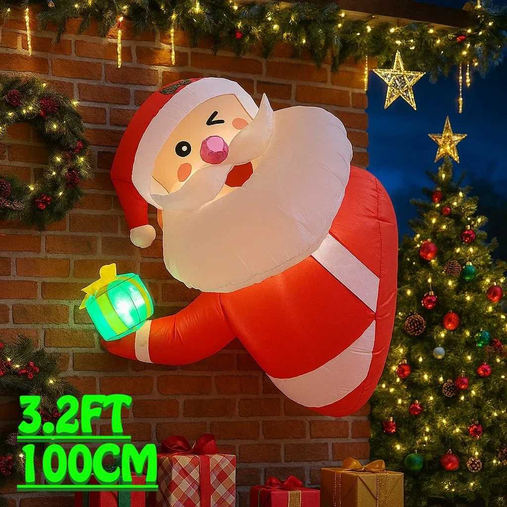 32FT Outdoor Holiday Inflatable Decorations Santa Claus Gift Xmas Yard Lawn Party Ornaments Lights Christmas Home Toy W251107