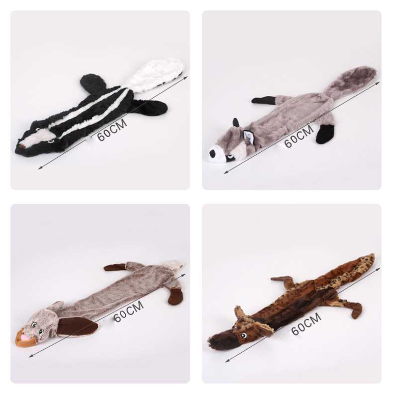 Update No-Stuff Squeak Dog Squeaker Toy Squirrel Wolf Shape Pet Plush Chew Toys For Dogs Pets Puppy Cat Accessories Animals