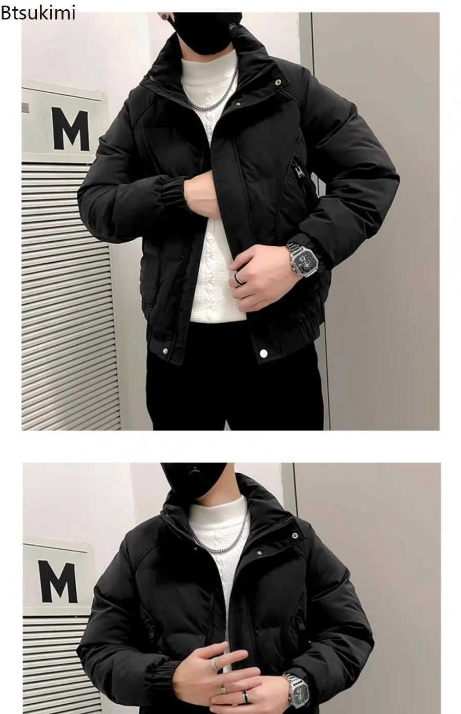 High Quality Men Parkas 2025 Fashion Mens Thicken Warm Casual Jackets Handsome Men Coats Solid Stand Collar Down Cotton JacketsT251107