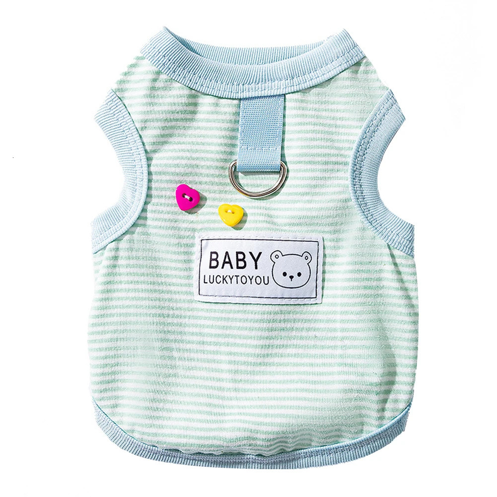 Spring and Summer Dog Thin Breathable Striped Vest Bichon Leashable T-Shirt Yorkie Cool Pullover Pet Supplies Puppy Clothes 250407