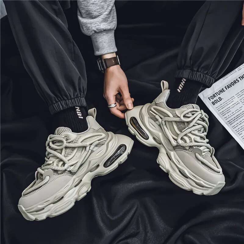 New Men's Platform Casual Clunky Sneakers Comfortable Anti-slip Fashio Sports Men Wear-resistant Lace-up Shoes