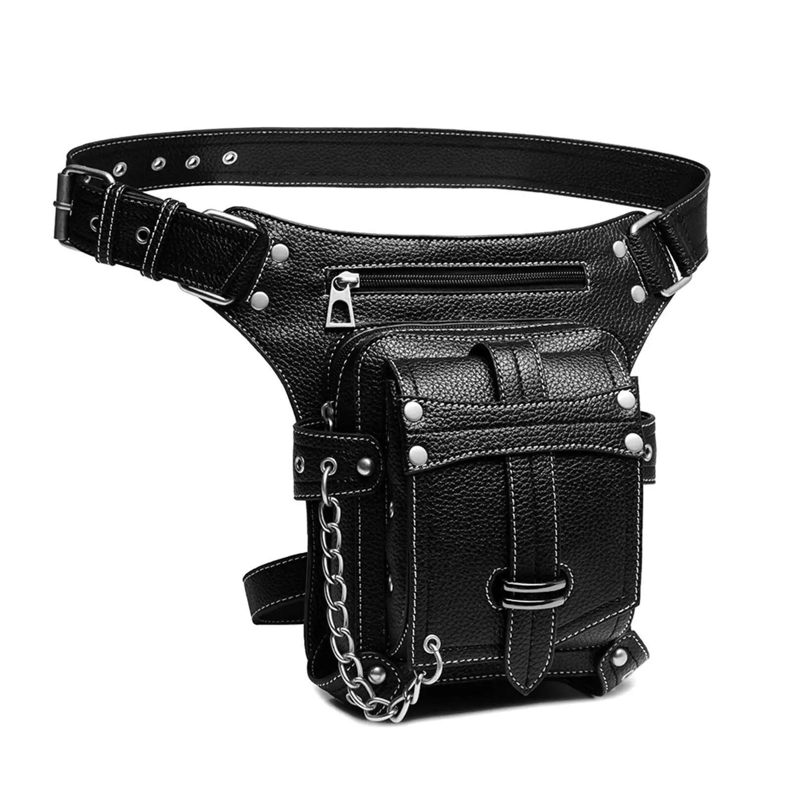 PU Waist Bag Fanny Pack Thigh Leg Hip Purse Gothic Steampunk For Motorcycle
