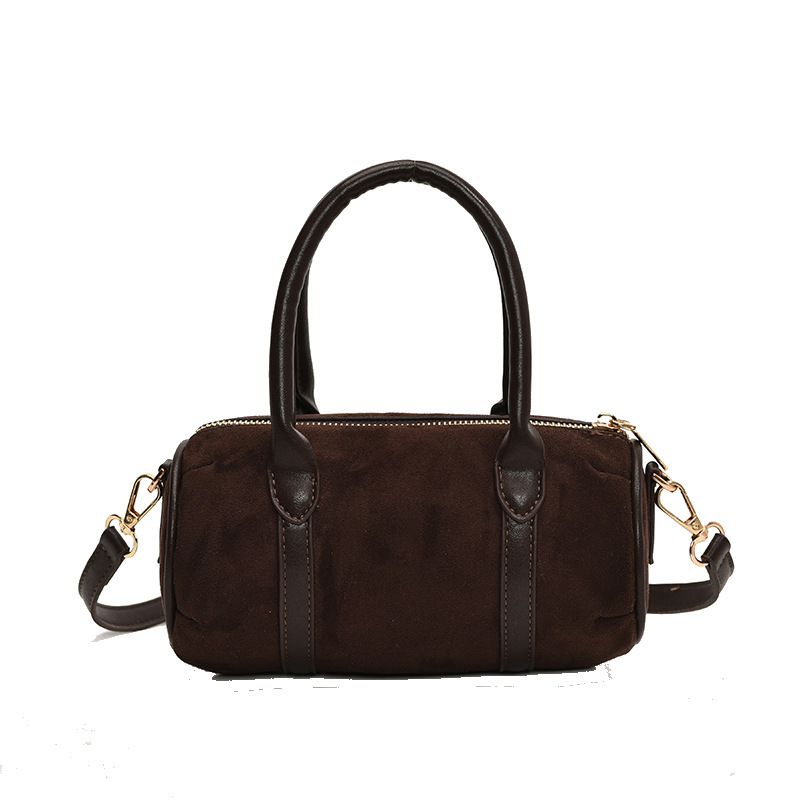 2025S Designer Women S Bag Matte New Cowhide Women S Boston Casual Hand Held Cylindrical Shoulder Style Crossbody Bag