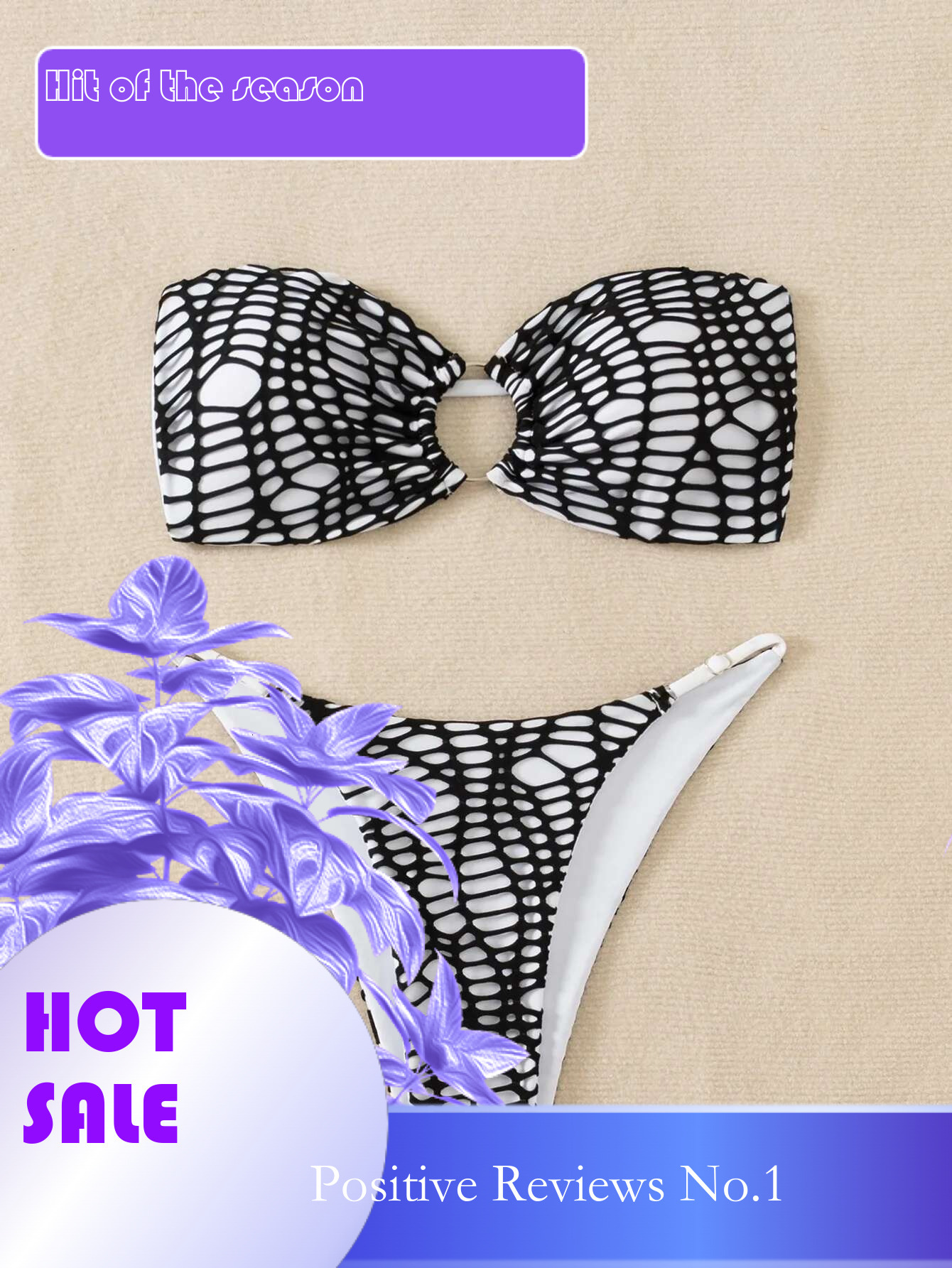 Dongdumaoyi Sexy Bandeau Bikini Set Wome Metal Ring Link Hollow Out Push Up Thong Swimsuit Brazilian Beach Bathing Suit Micro Swimwear
