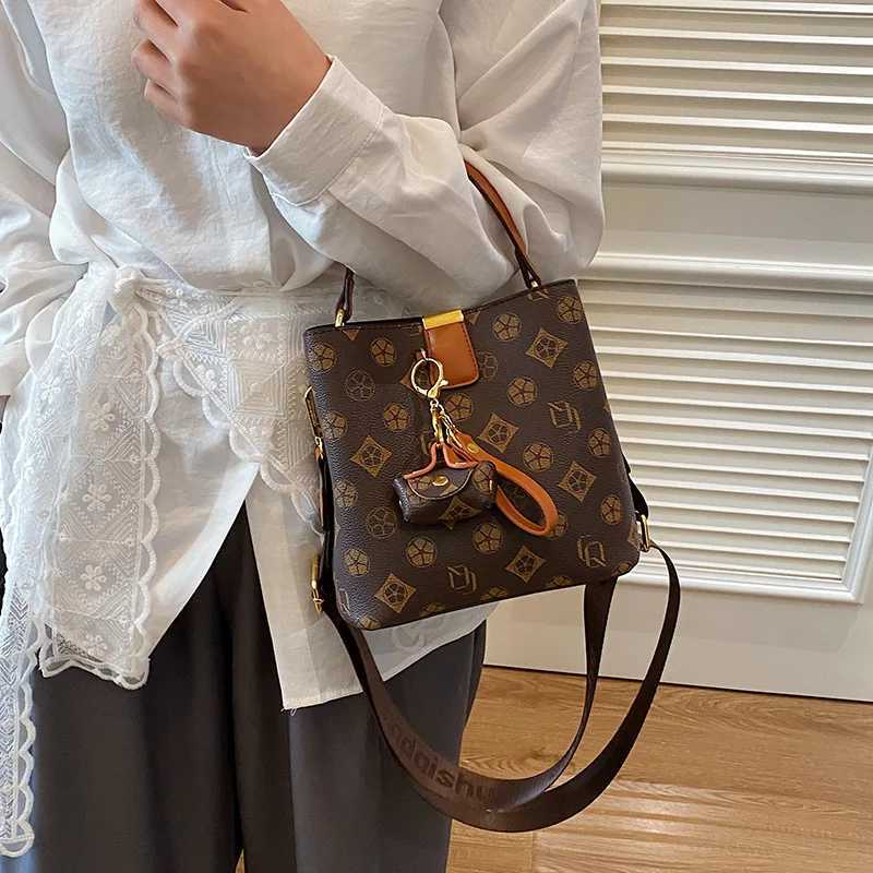2025 Monogram Bucket Bag for Women Spacious Shoulder Purse Adjustable Crossbody Strap Work Commute Bag with Top HandleW251106
