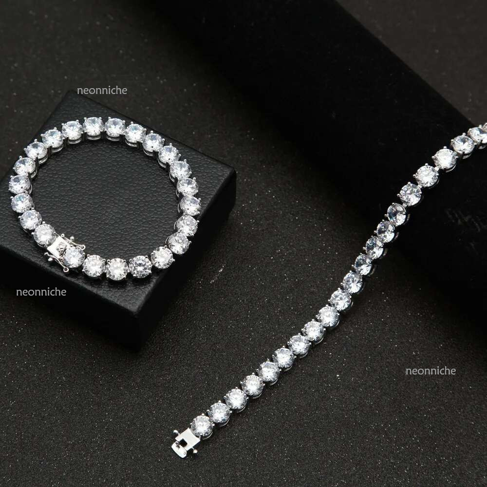 Jewelry 5MM Lab Dia Tennis chain Bracelet White Gold Filled Engagement Wedding Hip hop Sier Moissanite Bangles Bracelets for women men