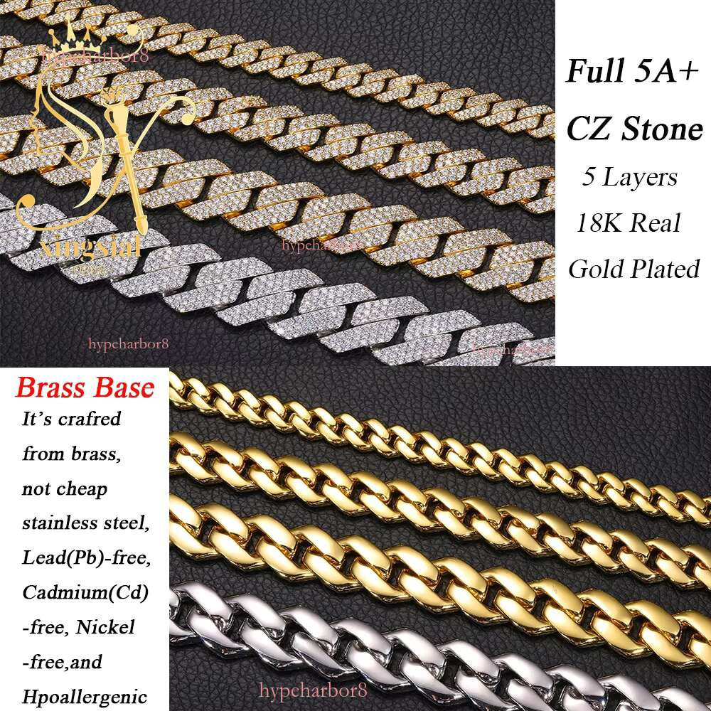 Rap singer men's jewelry 10mm -20mm cubic zirconia hip-hop chilled Miami CZ brass Cuban chain necklace