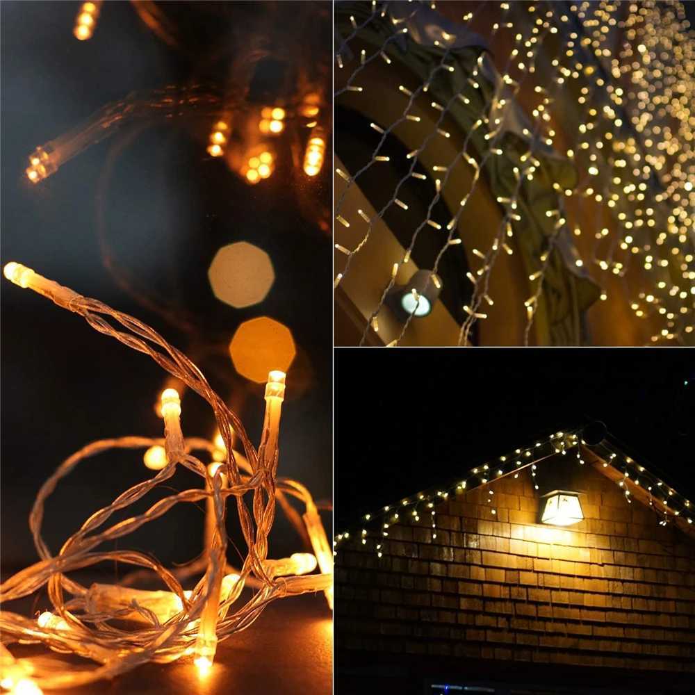 Christmas Decorations For Home Outdoor LED Curtain Icicle String Light Street Garland On The House Winter 220V 5m Droop 06-08m W251107