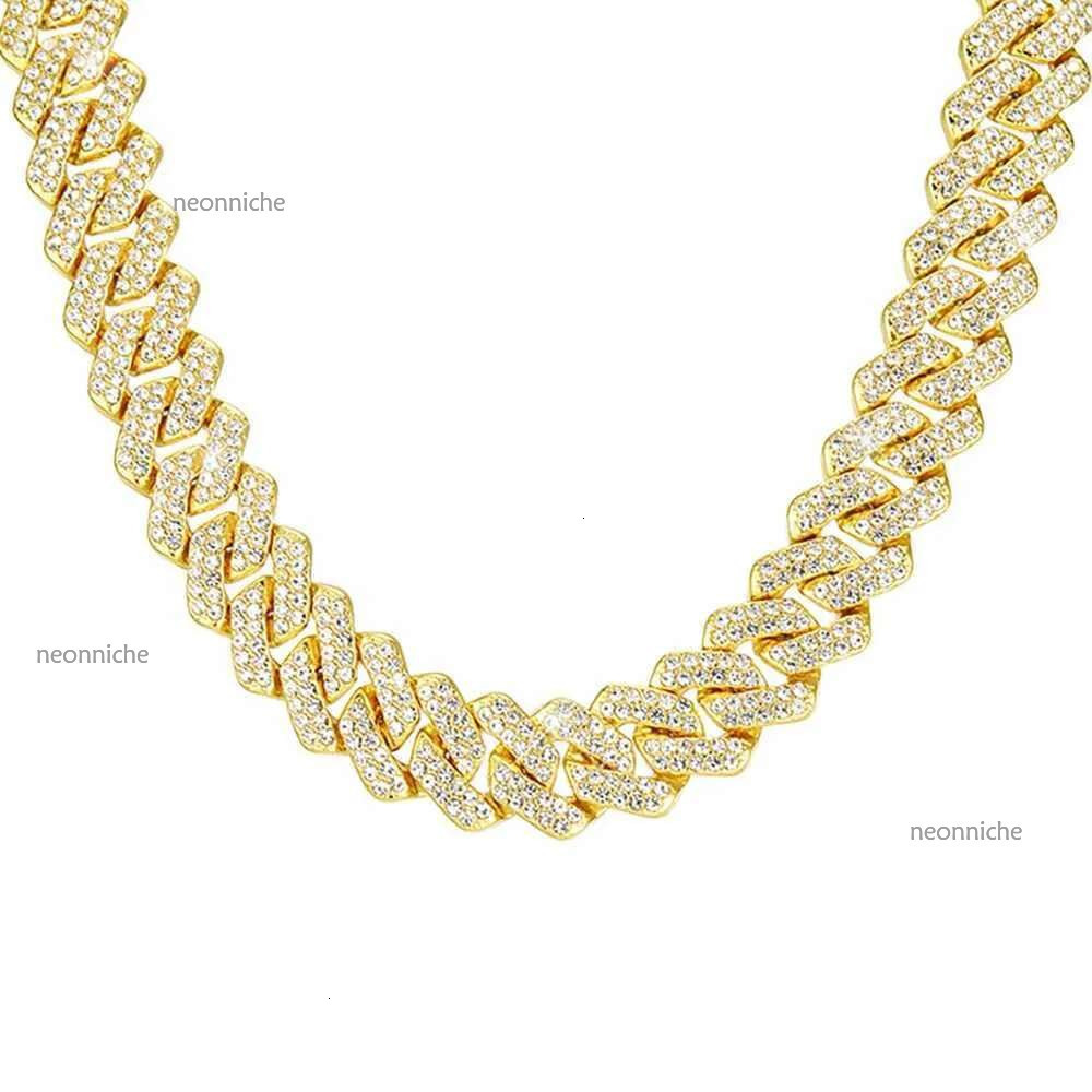 Hip Hop Shining 15MM k Womens Sier Water Dia D Out Cuban Chain Punk Jewelry Necklace GiftXJ250322