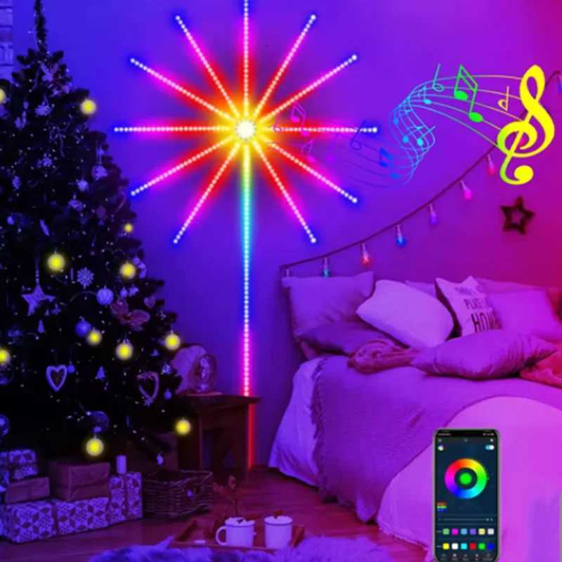 5V RGB Firework Strip Light LED Bluetooth 24key Remote Control USB WS2812 Changing Color Smart Lamp Sync Music Home Decor Lights W251107