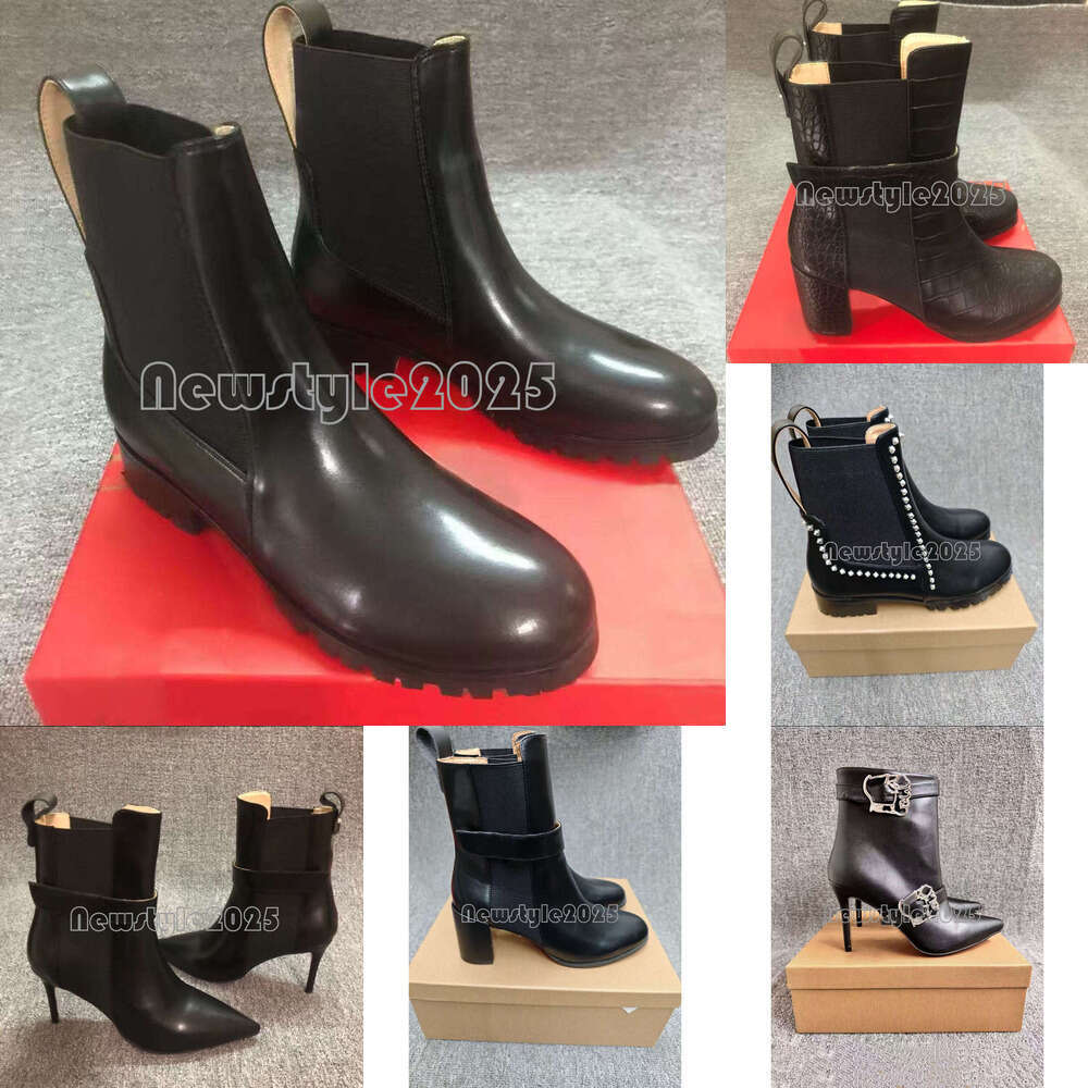 Sizes 35-43 Women's Designer Dress Shoes with Studs Red Shiny Soles Boots Peep-Toe Sandals 8cm 10cm 12cm High Heels Over-the-Knee High-Heeled Boots Tall Boots 70