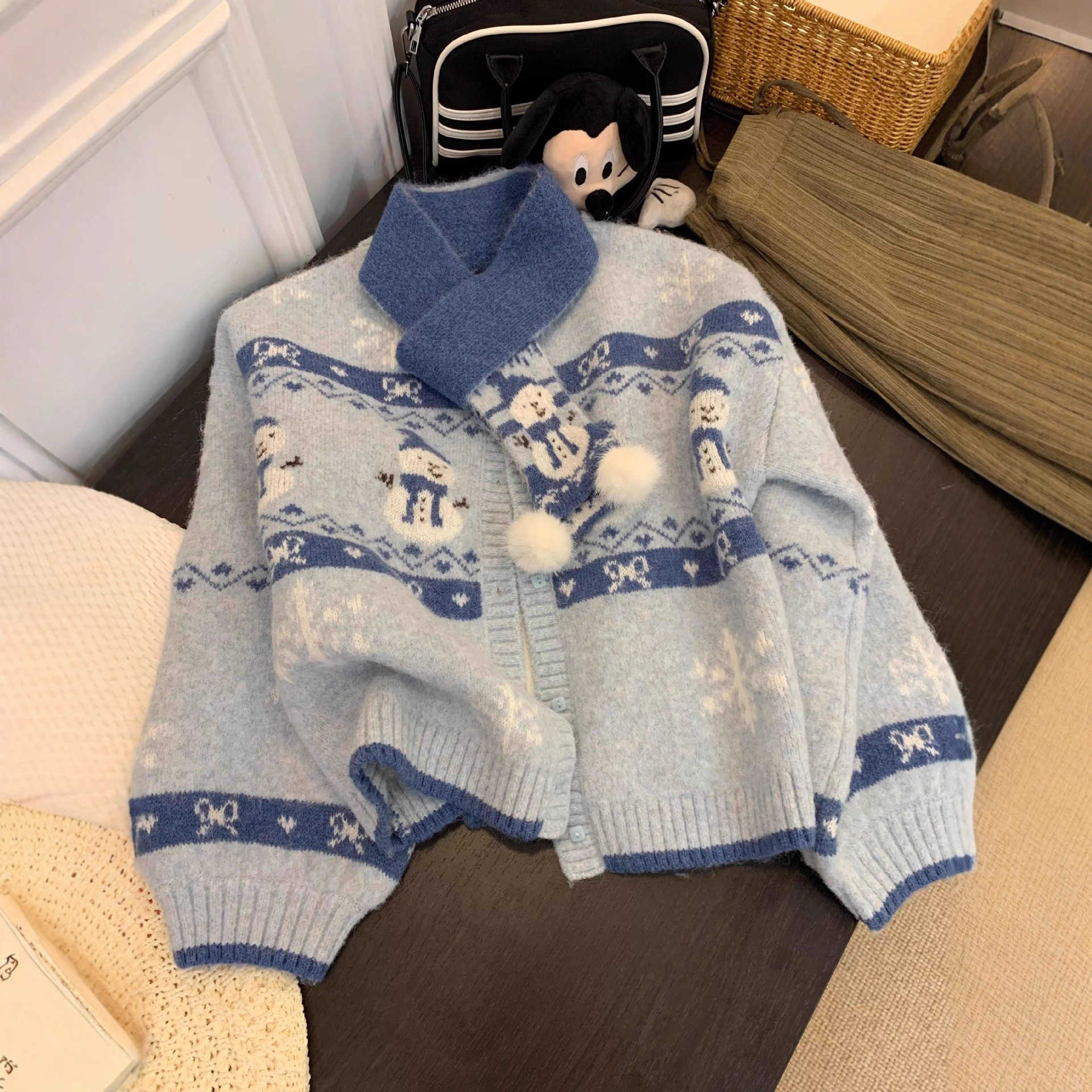 Christmas Outfit Design Sweater Cardigan Womens Autumn Winter Knitted Sweater Coat Petite Lazy Style Top W251107