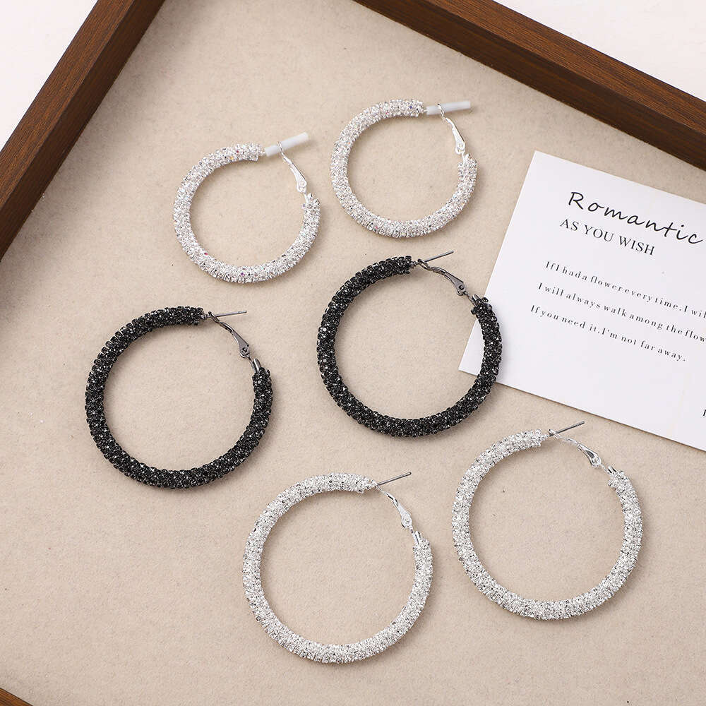 NEW Large circle with high-end feel, full dia fashion temperament, circular ring earrings, pendants, earrings