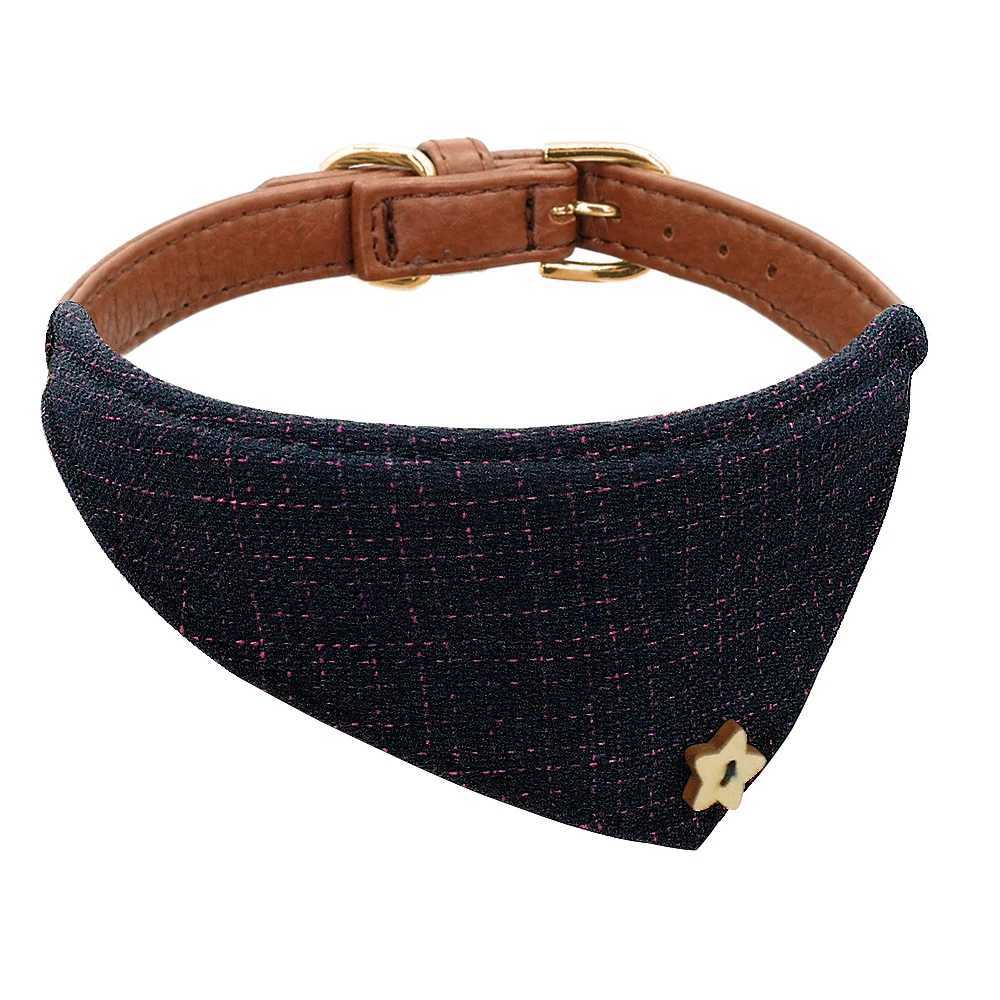 High Quality Dog collar leather pet bandage scarf British style cat dog collar puppy bandage bib accessories T250407