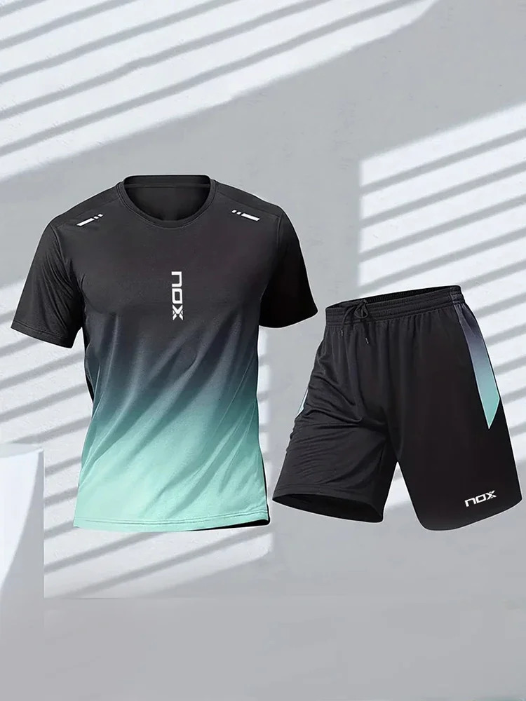 Nox Mens Tennis Sports T-shirt And Loose Shorts Set Comfortable Football Sports Shorts Summer Mens Badminton Training Wear 250401
