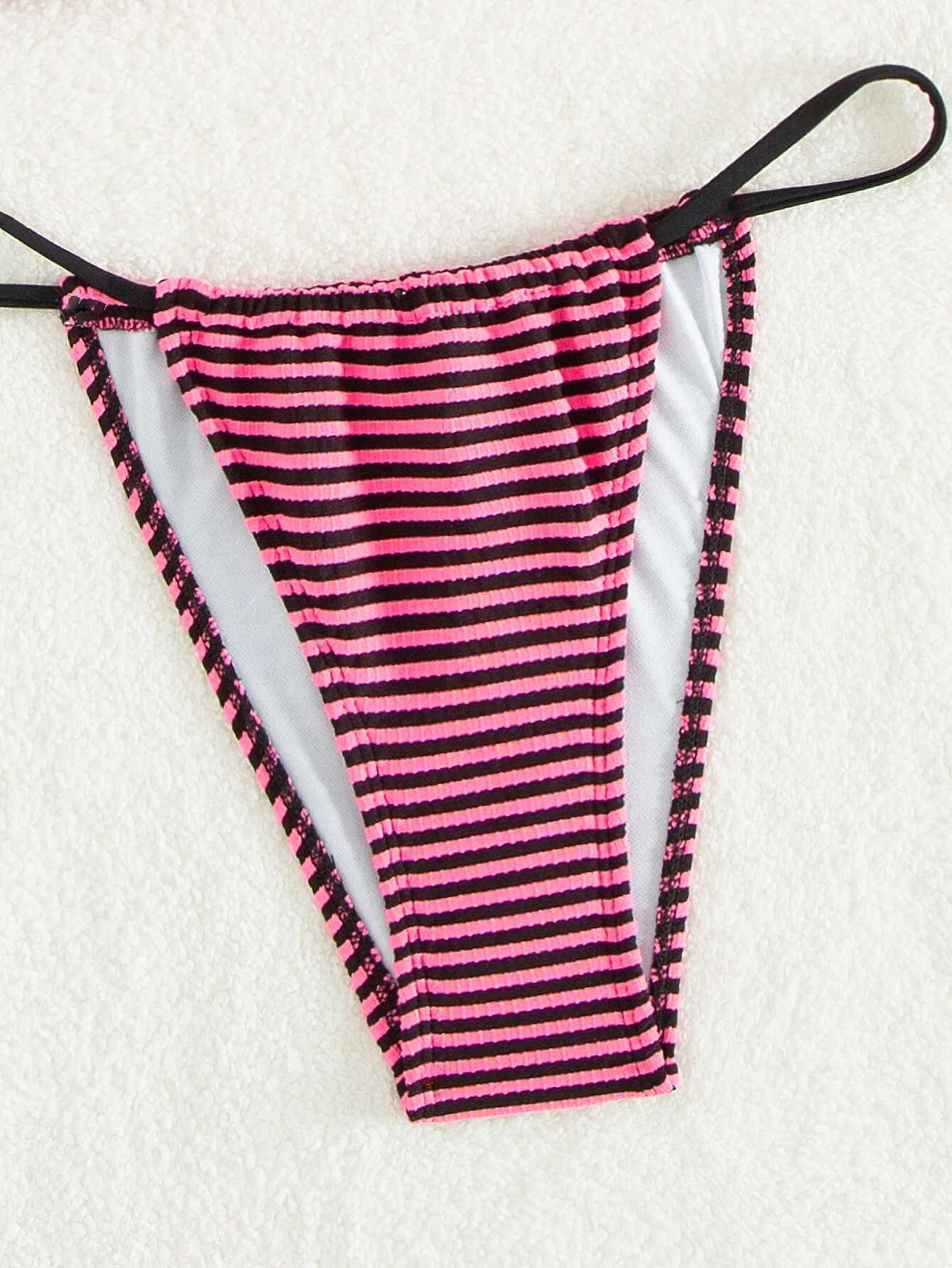 Dongdumaoyi Sexy Purple Striped Micro Bikini Mujer Women Halter Push Up Bra Thong Swimsuit Beach Bathing Suit Swimwear Vacation Outfits