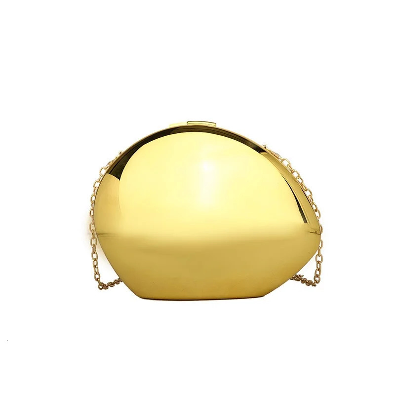 er Acrylic Shell Shape Clutch Bag Gold Silver Women Evening Party Bag Cute Shiny Metal Shoulder Crossbody Bags 250407
