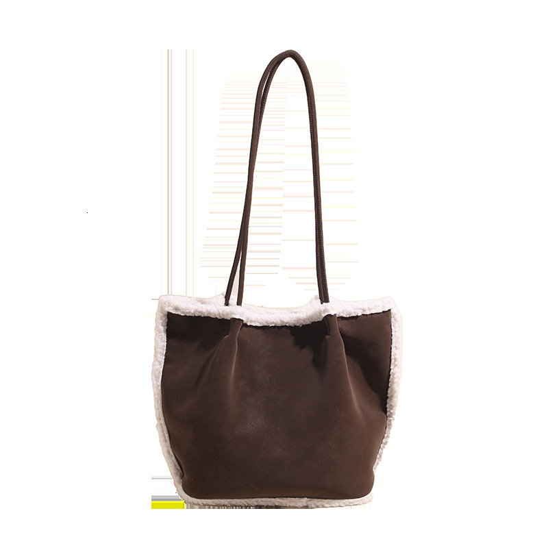 Designer Women S Bag Niche Commuter Crossbody Fashion Autumn Winter New Collection Splicing Lamb Wool Single Shoulder Armband Handheld Vegetable Baske